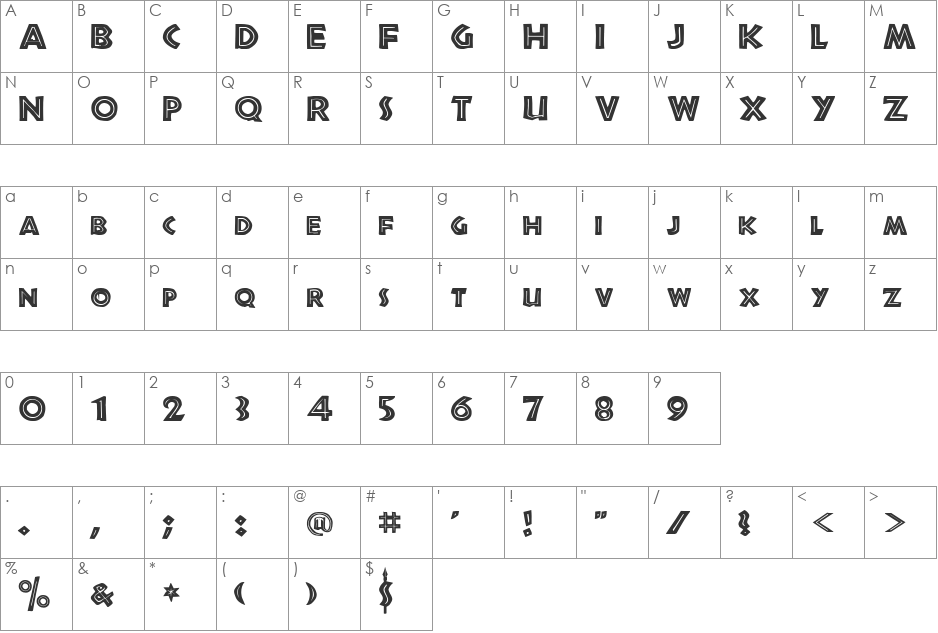 Shakazulu font character map preview