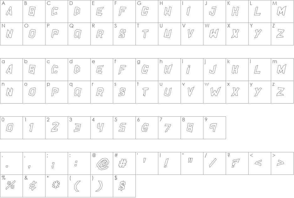 ShakeAndBake font character map preview