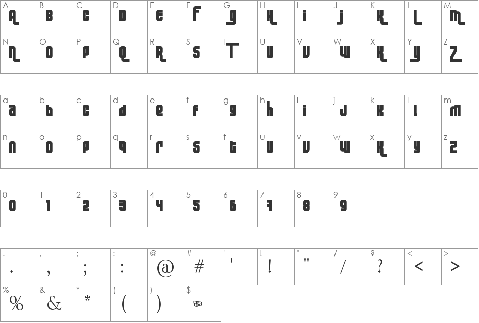 ShakeiTup font character map preview