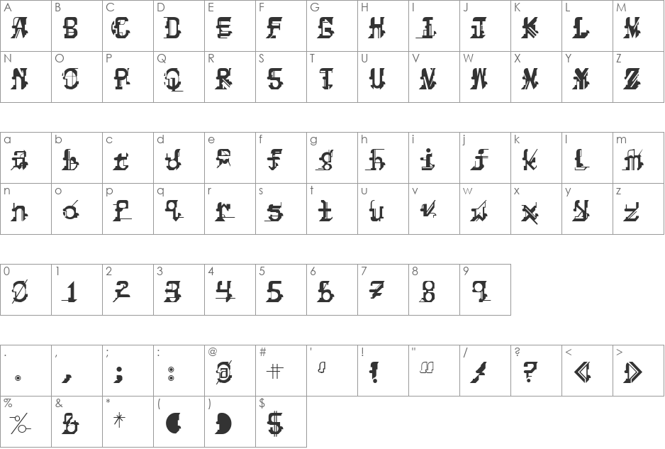Shakopee font character map preview