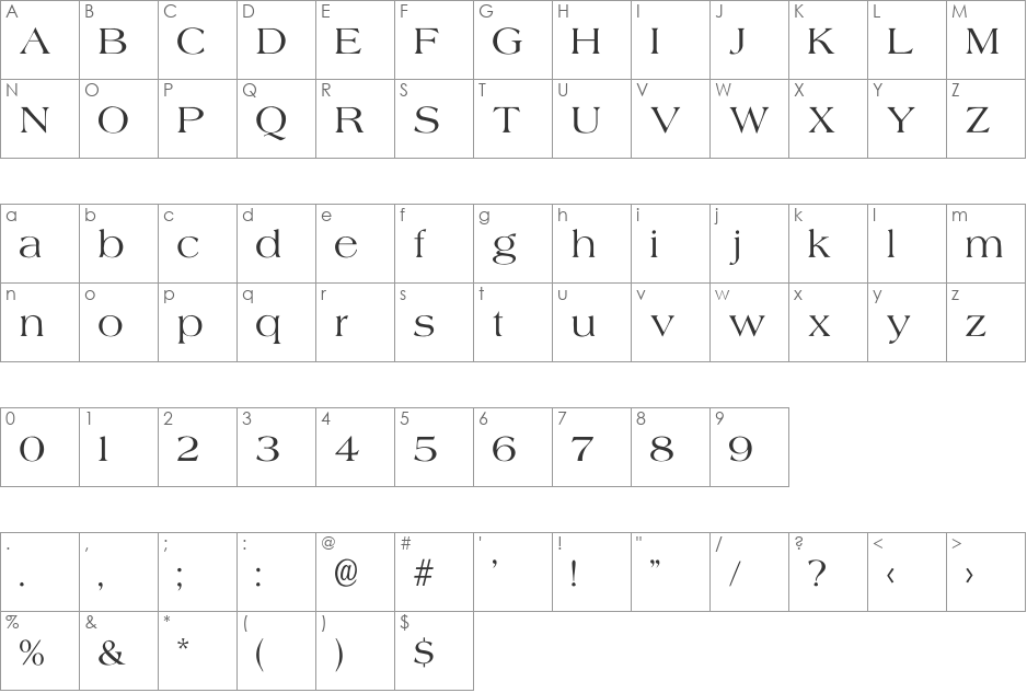 Shale font character map preview