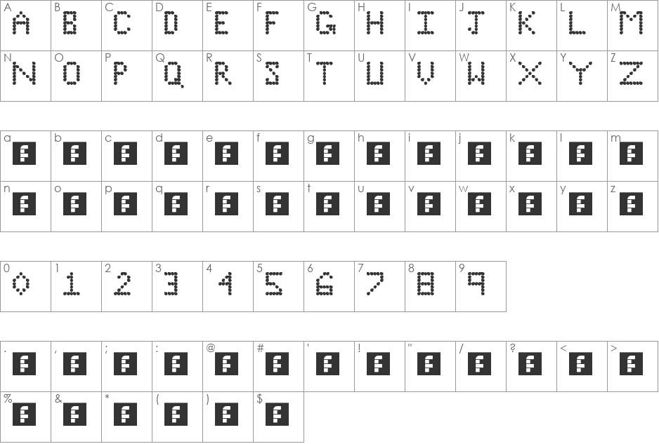 Shaleena font character map preview