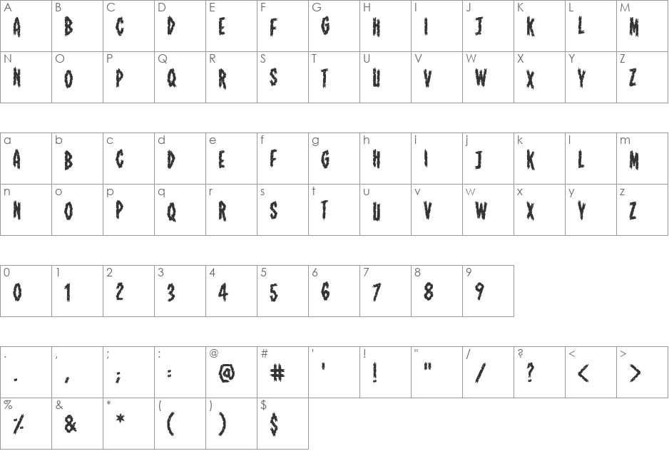 ShallowGrave BB font character map preview