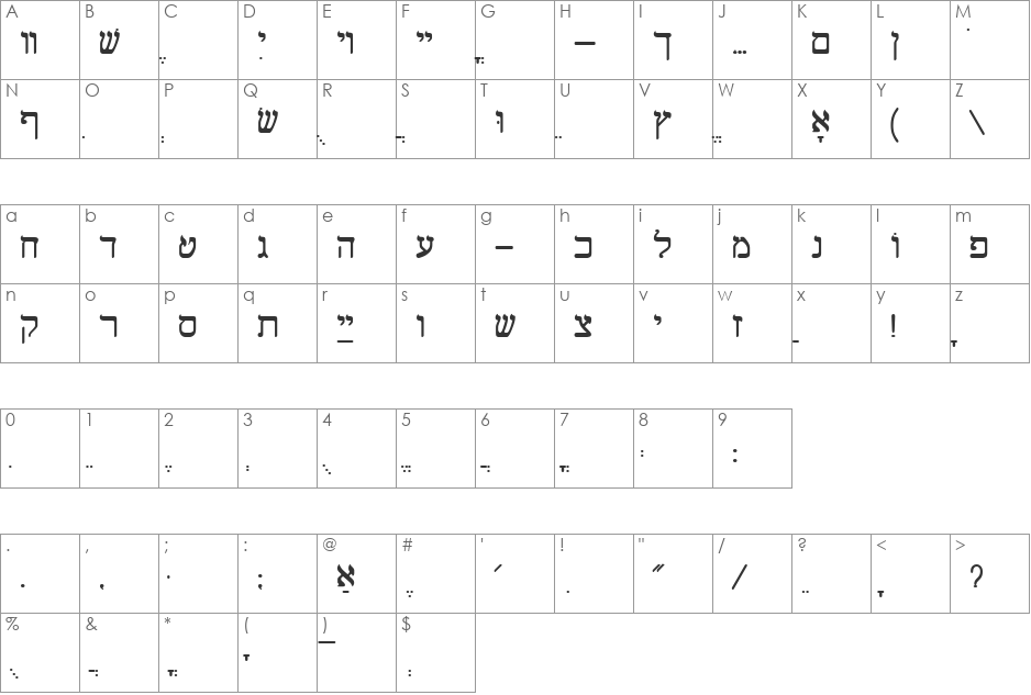ShalomOldStyle font character map preview