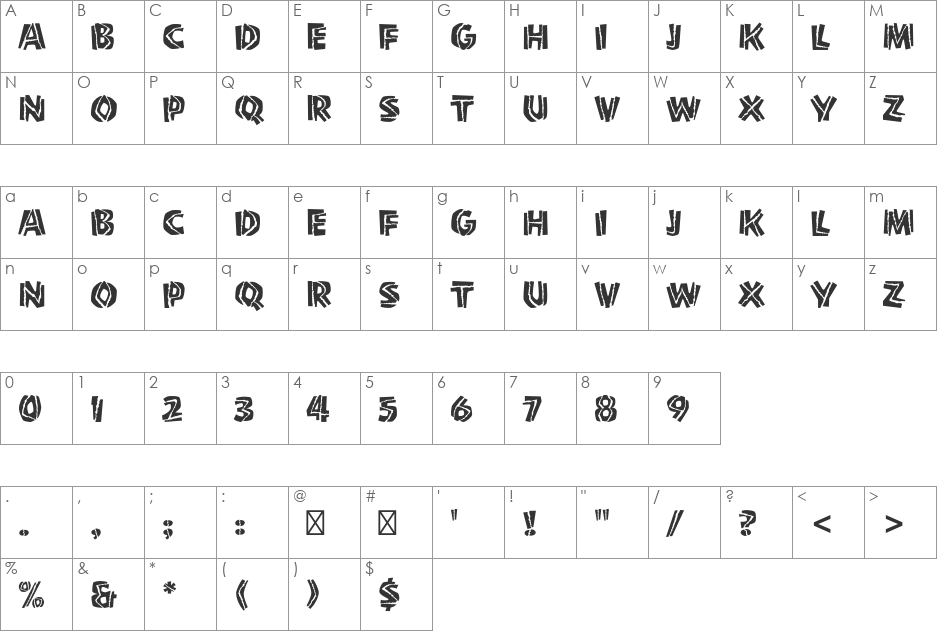 Shaman Std font character map preview
