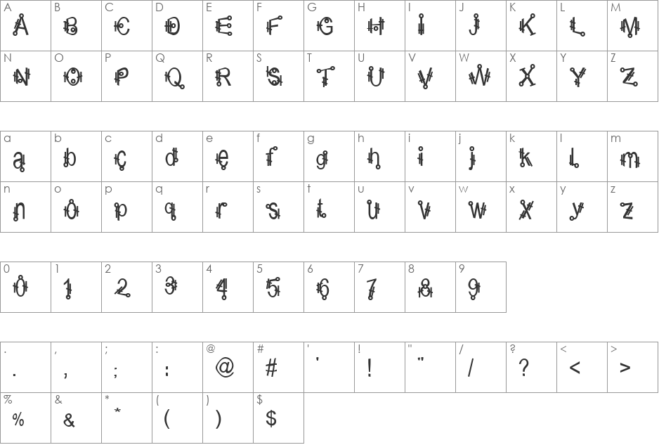 Shamantics font character map preview