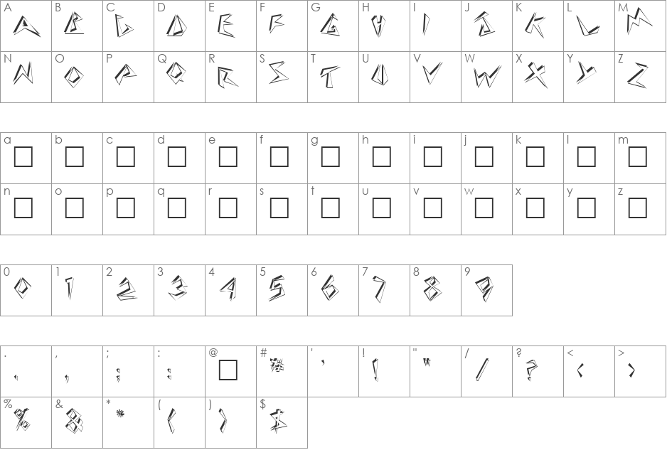 Shamara font character map preview