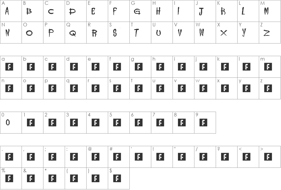 shamblamadingdong font character map preview