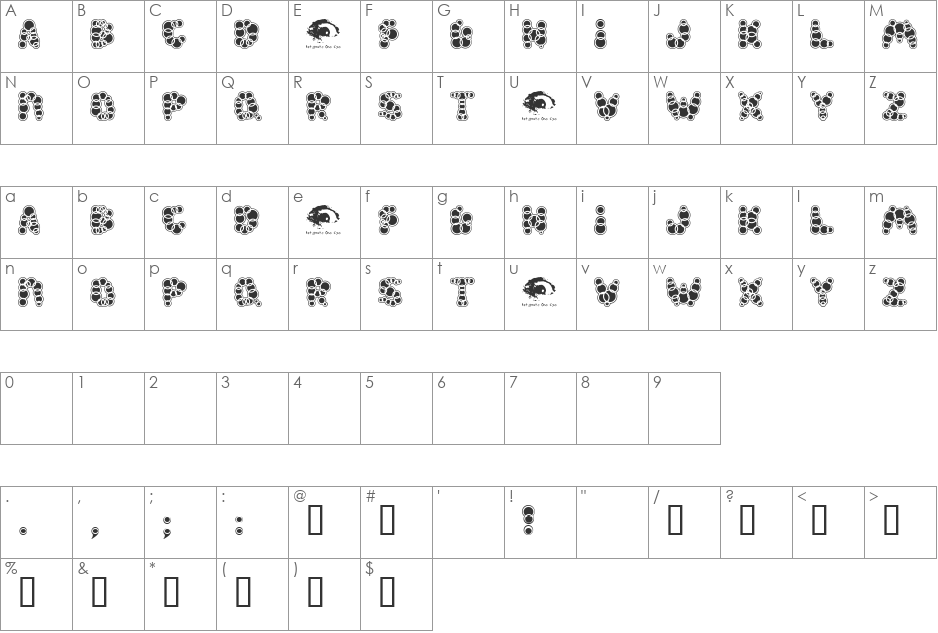 ShampooSW font character map preview