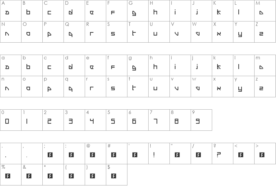 Shanghai font character map preview