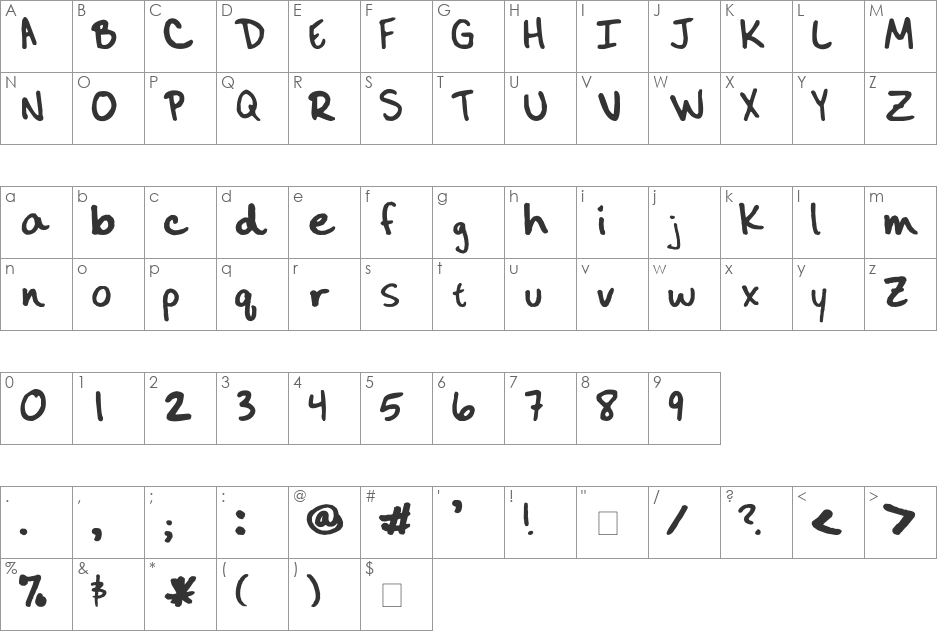 AdLib font character map preview