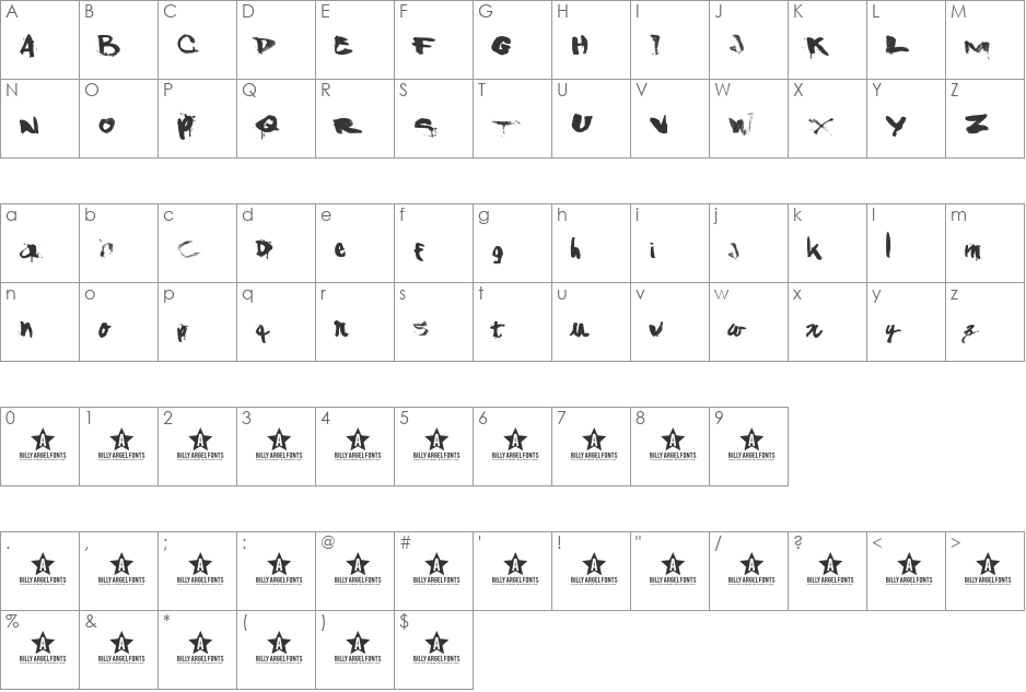 ShAnKed font character map preview