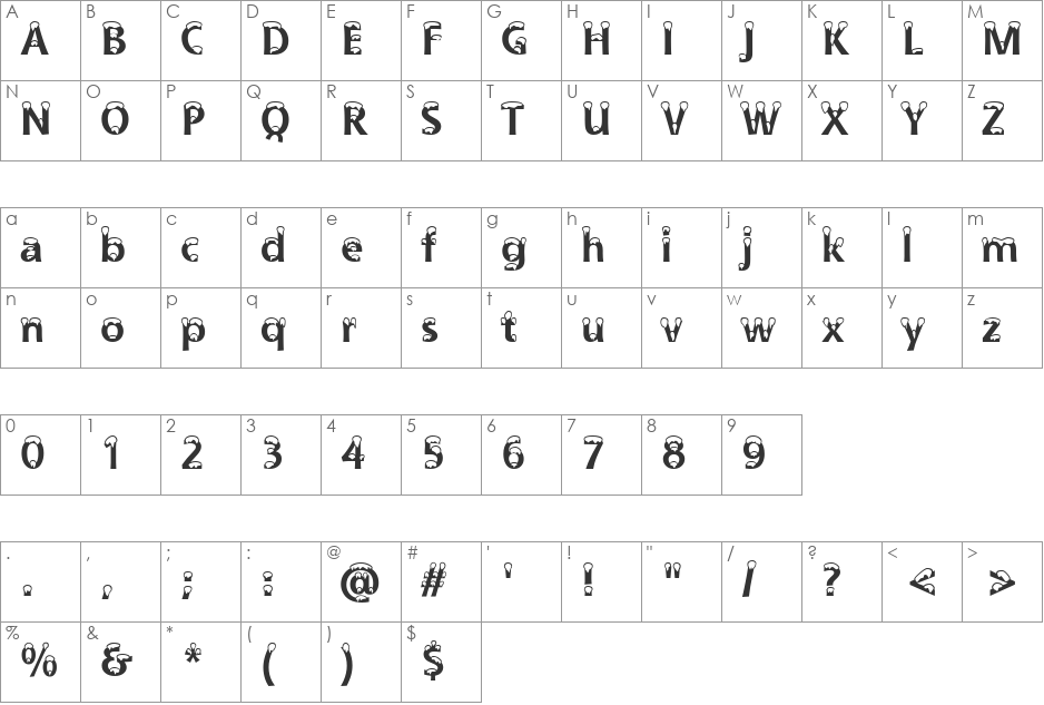 Shannon font character map preview