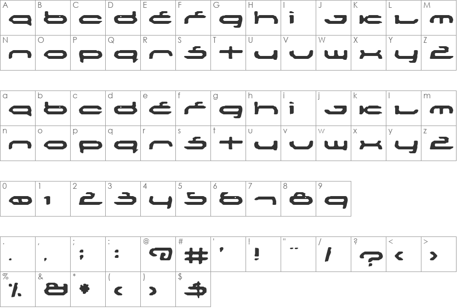 Shaolin font character map preview