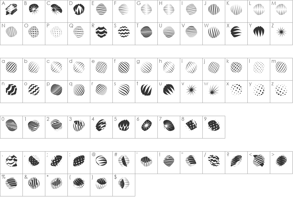 ShapesFour font character map preview