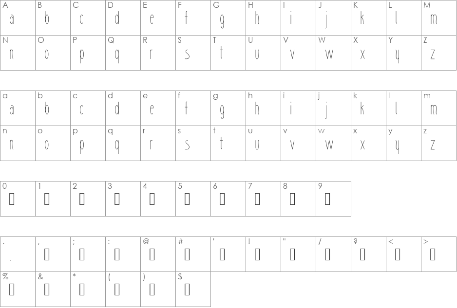 sharik font character map preview