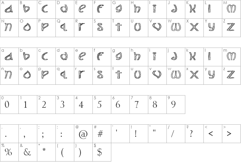 Shark Attack font character map preview