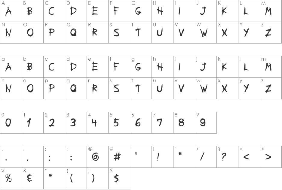 Shark Claw Damage font character map preview