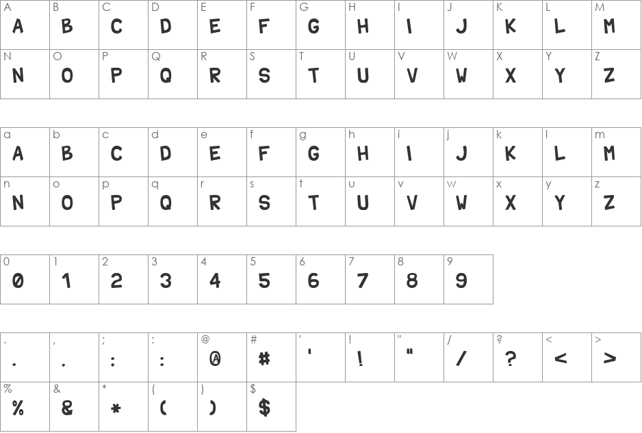 Shark Formal Funnyness font character map preview