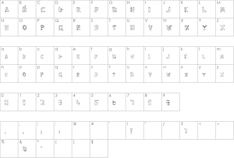 SharKbait  font character map preview
