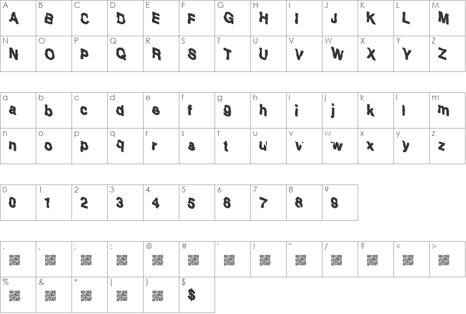 Sharking font character map preview