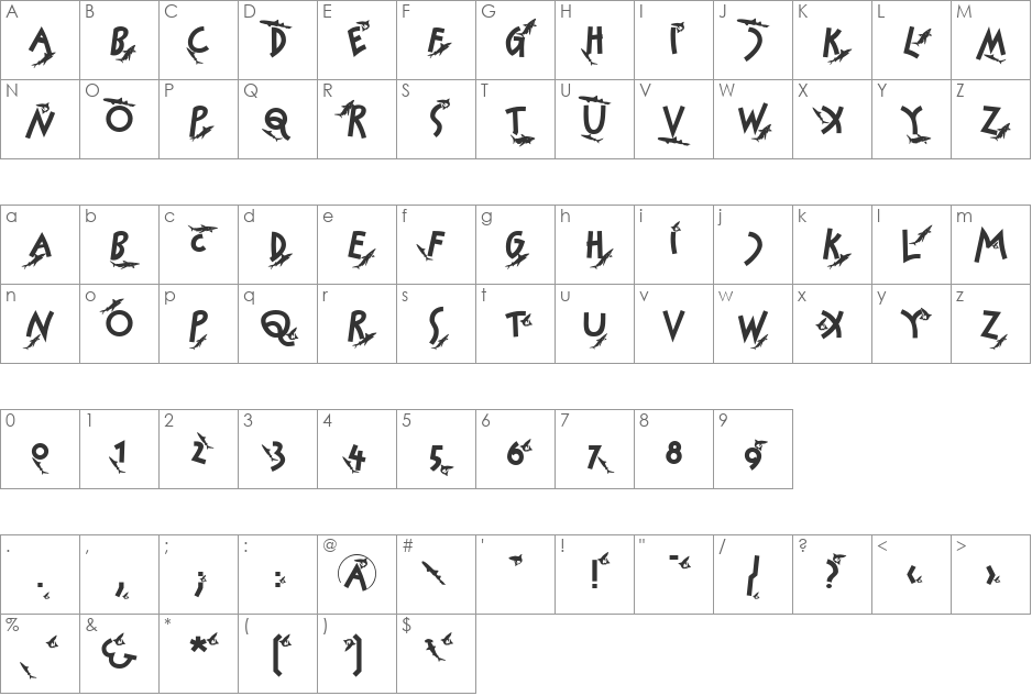 SharkJockey font character map preview
