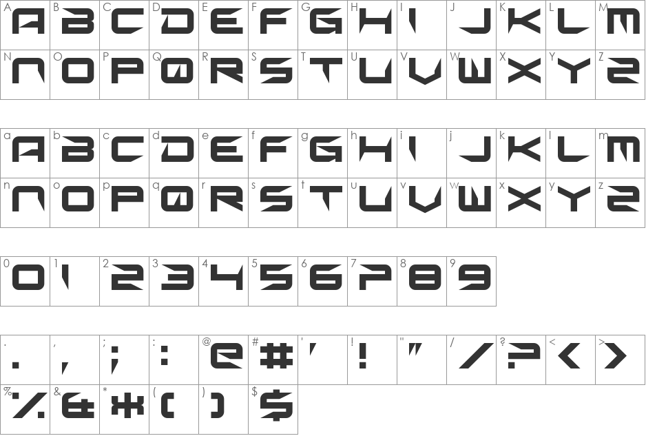 Sharp font character map preview