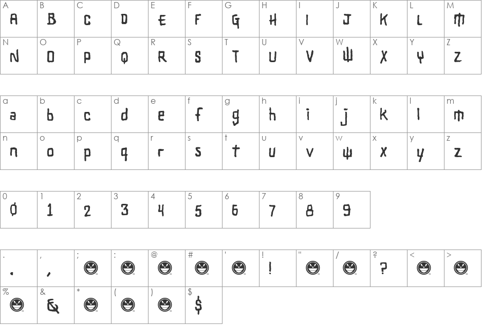 SHARRPE GOTHIK font character map preview