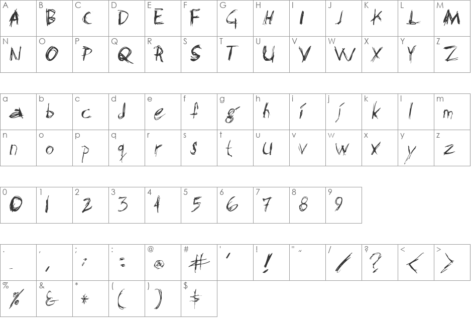 Shashasha font character map preview