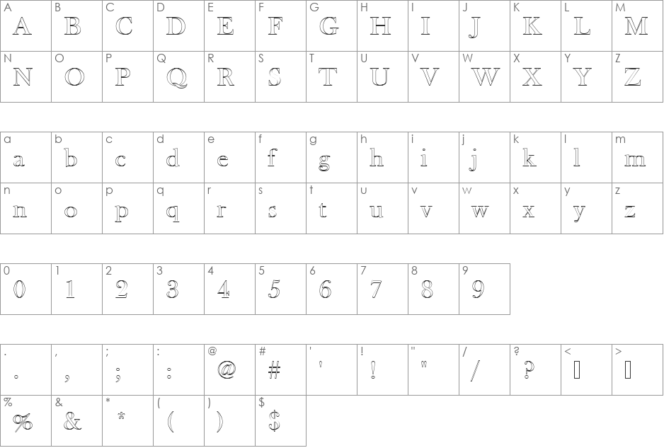 BaskervilleOldFacDOu1 font character map preview