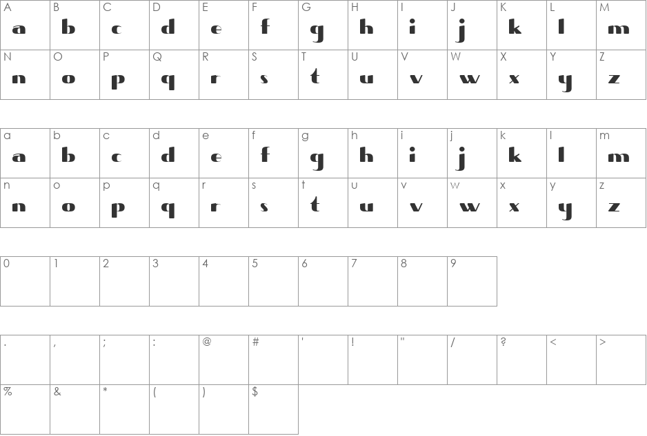 Shave font character map preview