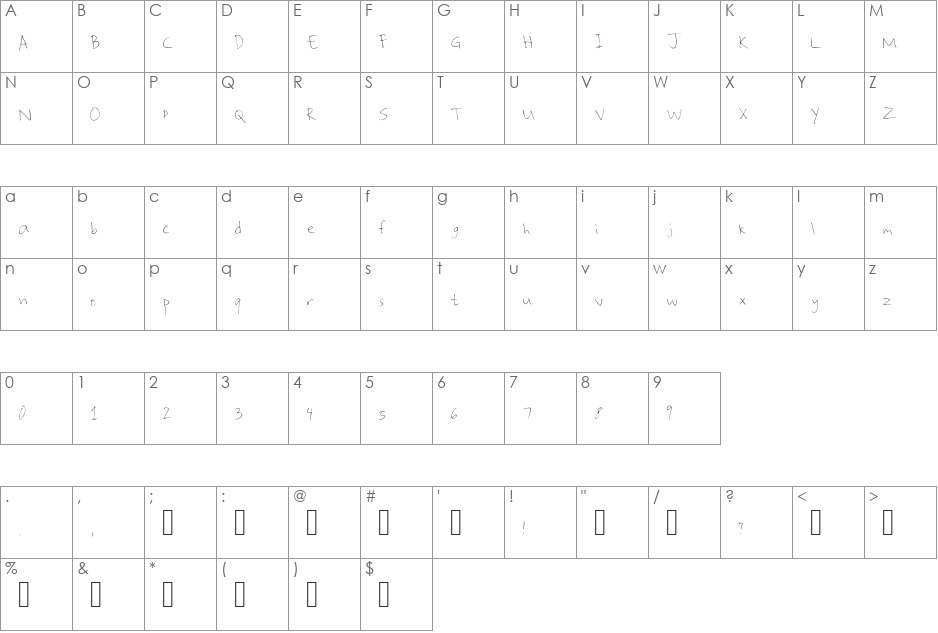 Shaynes_Handwriting font character map preview