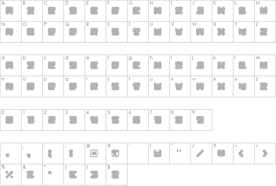 SHD TechnoType font character map preview