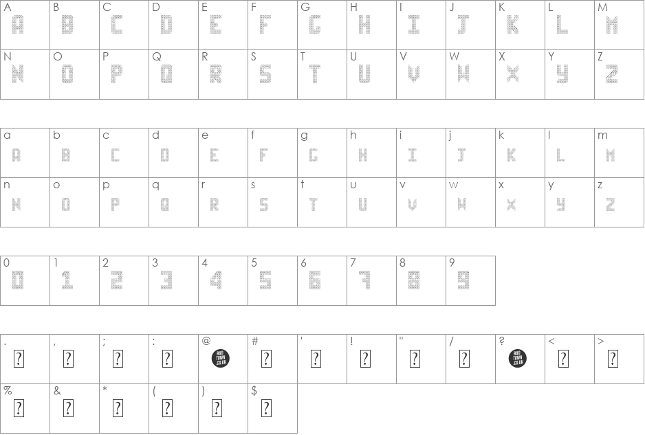 Sheff font character map preview