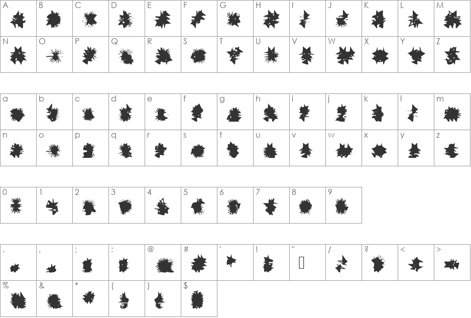 Shehab font character map preview