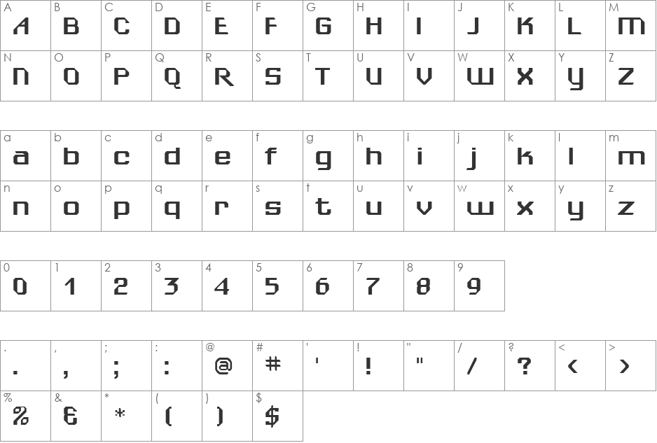 Sheila font character map preview