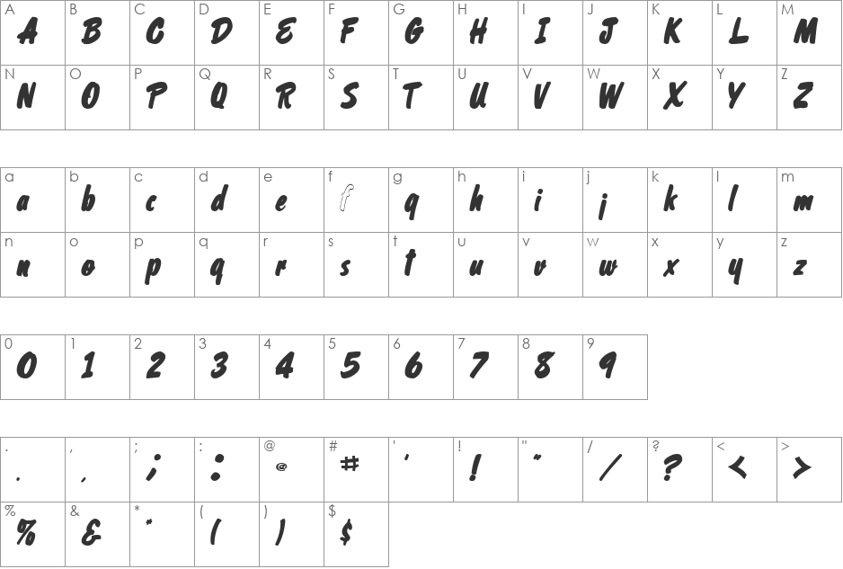 ShelmanFont49 font character map preview