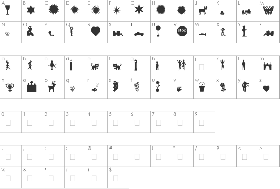 sherberi font character map preview