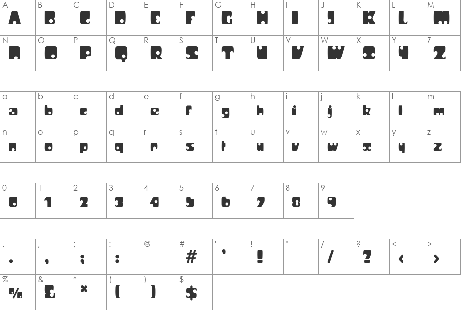 Sheriff font character map preview