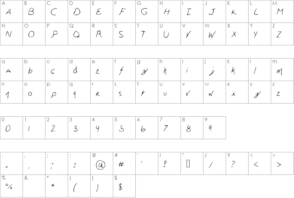 sherlox font character map preview