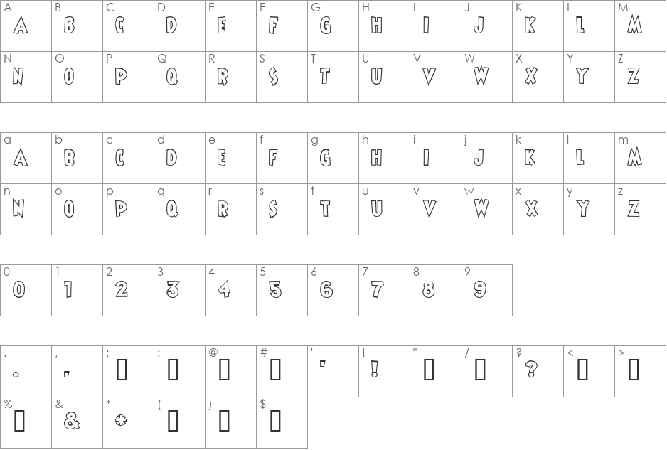 ShermlockSolid font character map preview
