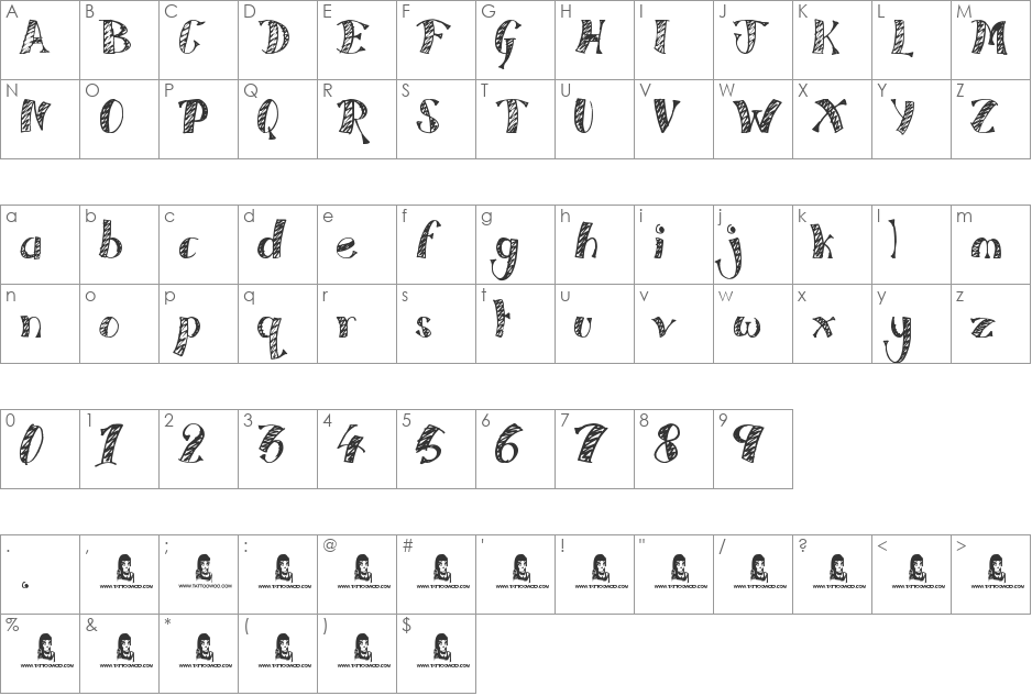 Bass Drum font character map preview