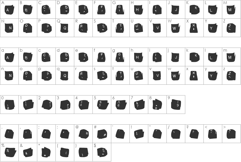 shift font character map preview