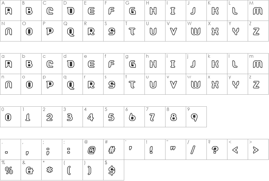 Shifty font character map preview