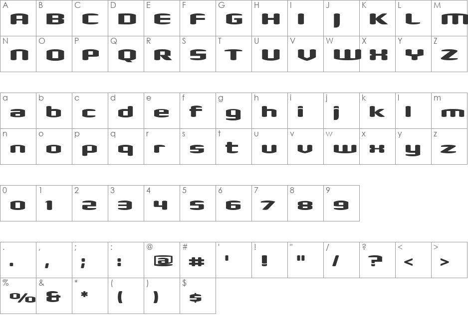 Shimano font character map preview
