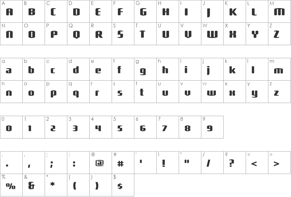 Shimano font character map preview