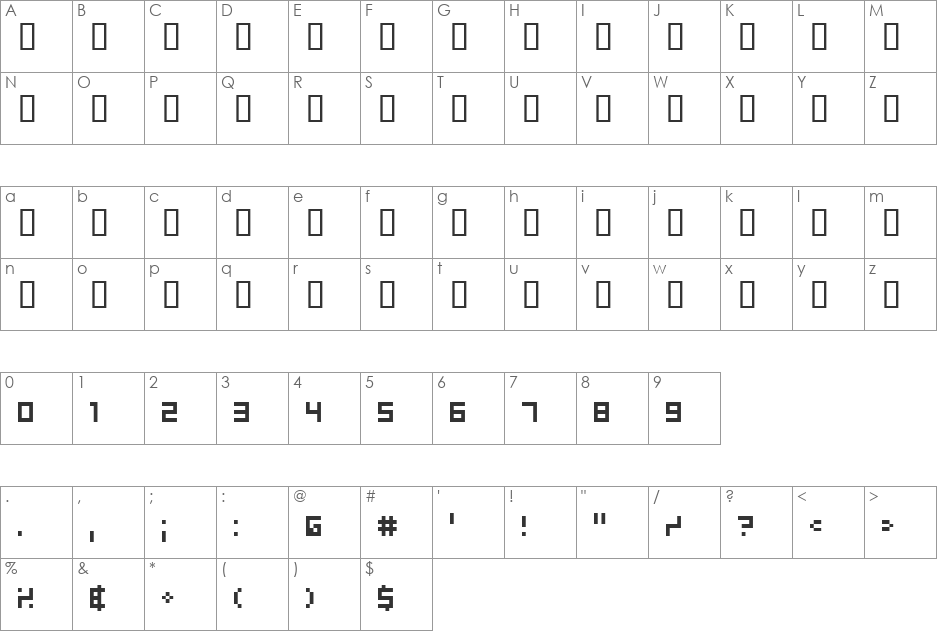 Shimshon font character map preview