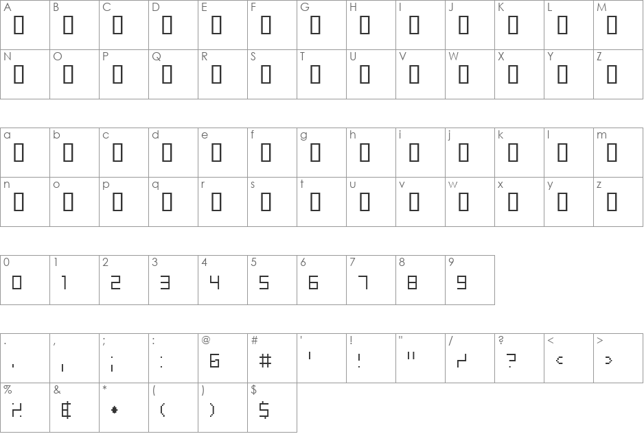 Shimshon Light font character map preview