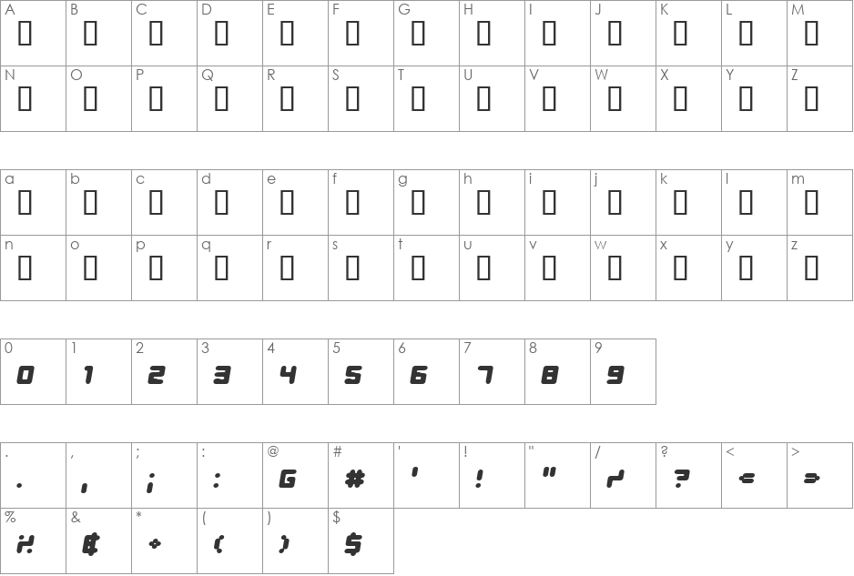 Shimshon Round Bold Oblique font character map preview