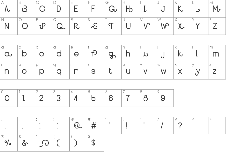 Shippo font character map preview